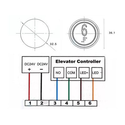 ISO Round Push Button Led Indicator Touchless Infrared Elevator Push Button Switches For Villa