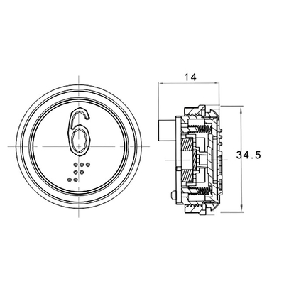 24V Square Elevator Lop Round Push Button Switch Stainless Steel Touchless Lift Call