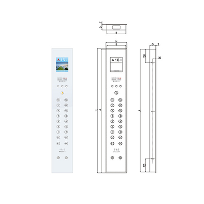 White Glass Panel Horizontal 8 Inches TFT Display Elevator Car Operation Panel Elevator Parts Cop For Home Lift